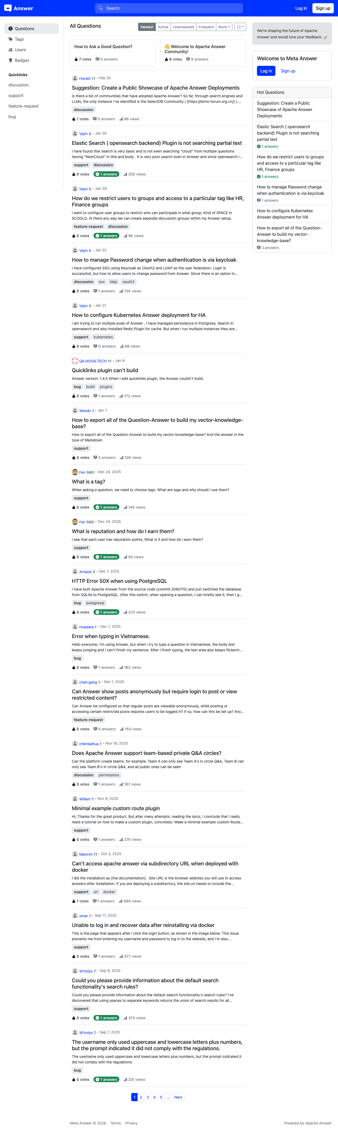 Apache Answer Homepage